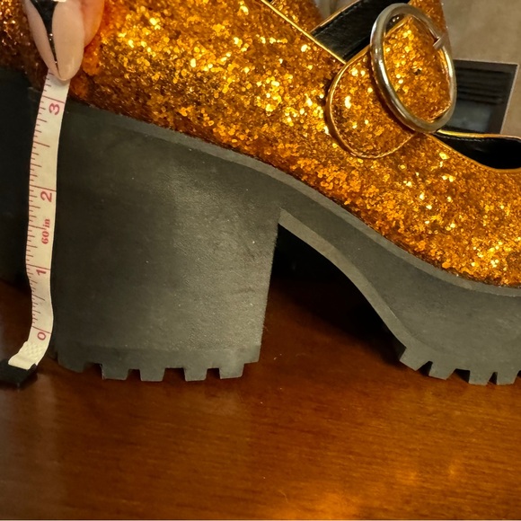 GLITTER SPARKLE DAMNATION PLATFORM MARY JANES SZ 9 - Picture 6 of 7